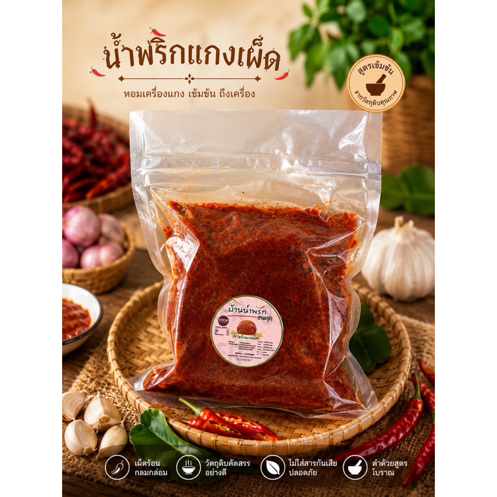 ถูกและอร่อย ((ก))น้ำพริกแกงเผ็ด หนัก 500 กรัม รสชาติจัดจ้าน แซ่บแน่นอน อร่อย ราคาไม่แพง สินค้ามีปัญหาเคลมได้