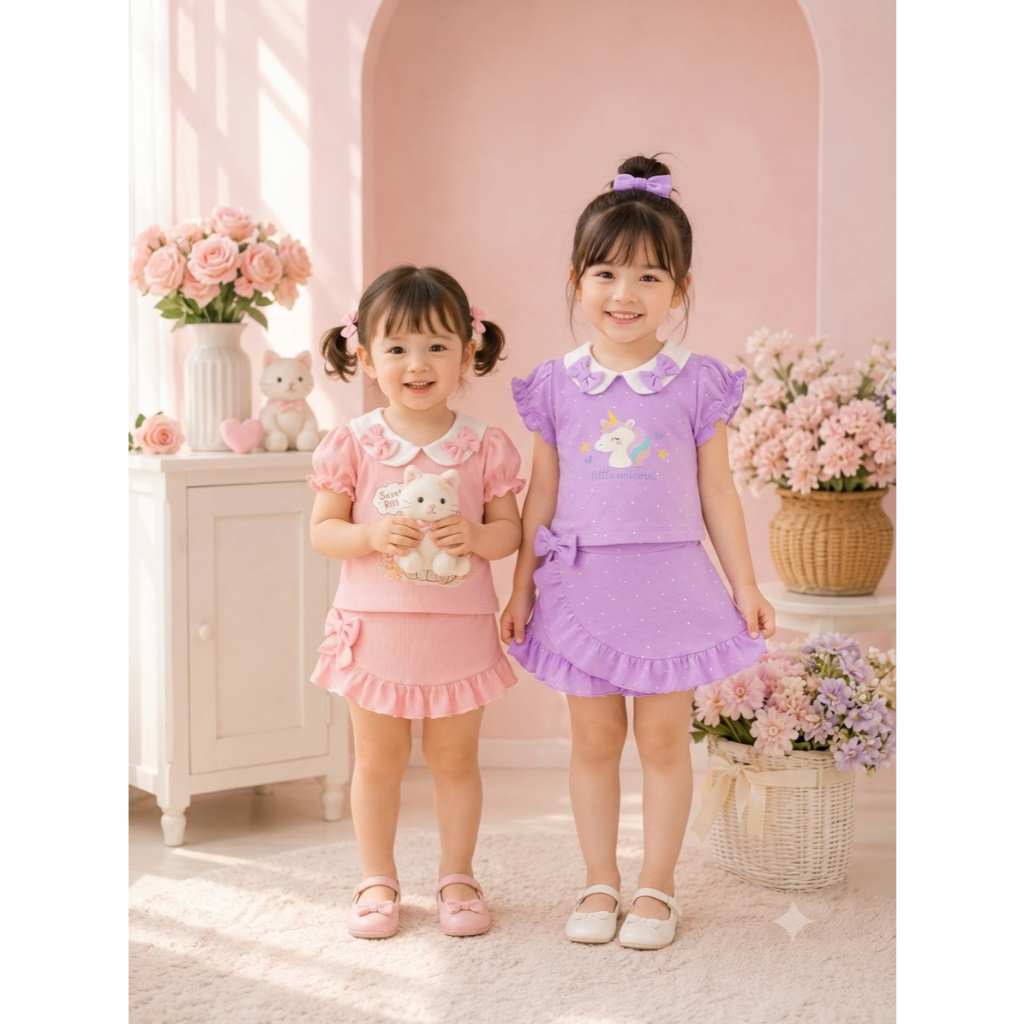 Bno ชุดเซตเด็กผู้หญิง แนวซัมเมอร์ 1-5 ขวบ