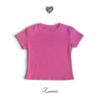 (Zanvistee)เสื้อครอปสีพื้น ผ้ายูนิโคล่ 7 ไซต์ ( Baby tee เสื้อครอป Y2K )