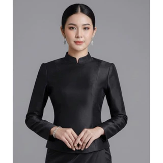 เสื้อไทยบรมพิมานซิปหลัง ไหมสี่เส้น￼อัดผ้ากาวแน่นแน่นทั้งตัว