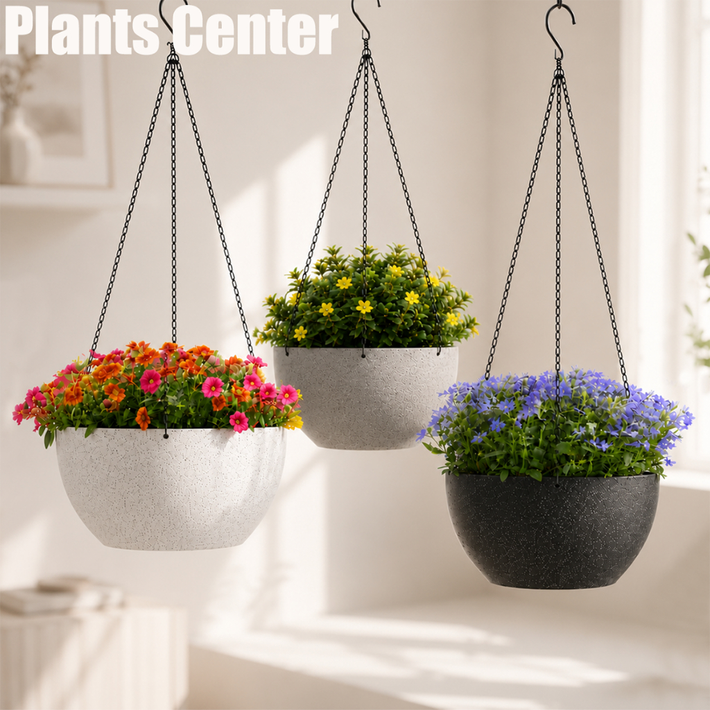 Plants Center T032กระถางแขวนลายหินแกรนิต 2026 กระถางพลาสติก ลายหินแกรนิต สไตล์มินิมอล