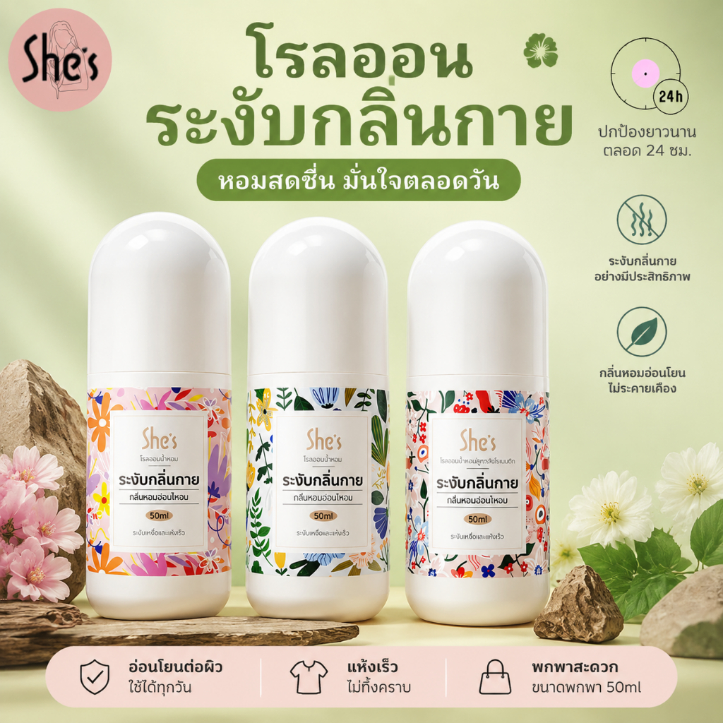 โรลออน น้ำหอม SADOER ระงับกลิ่นกาย โรลออนมายช้อยส์ 3 กลิ่น ขนาด 50 มล. ผิวรักแร้กระจ่างใส พร้อมส่ง