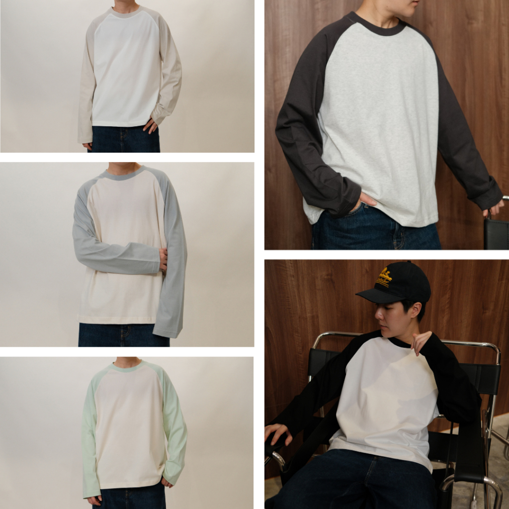 [204] Raglan Long Sleeves T-Shirt เสื้อยืดแขนยาวแร็กแลนทูโทน