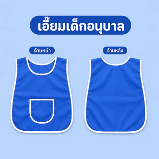 เอี๊ยมเด็กอนุบาล ผ้ากันเปื้อนเด็กอนุบาล เสื้อกันเปื้อนอนุบาล เอี๊ยมอนุบาล (F1F2)