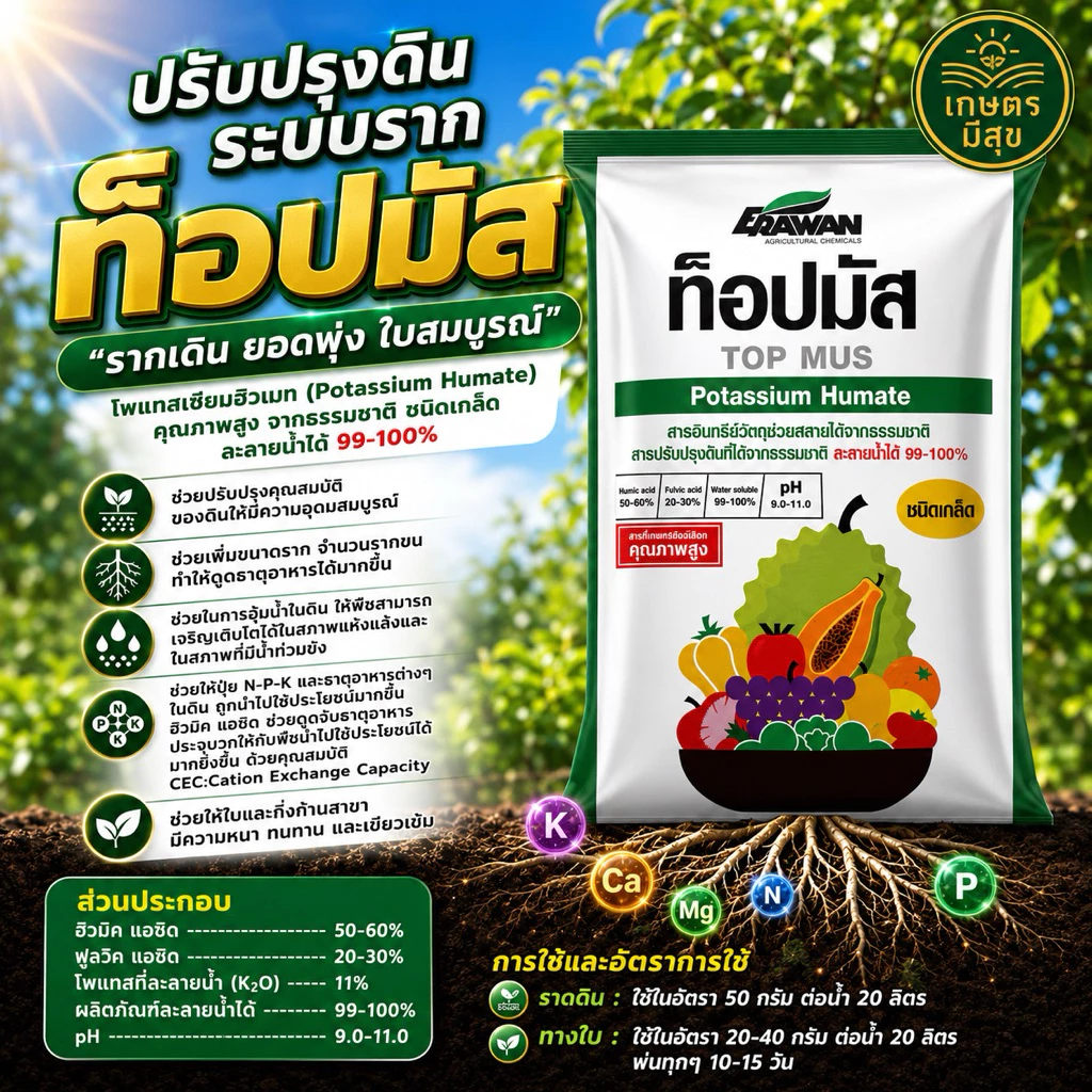 ท็อปมัส Potassium Humate ขนาด 20 กิโลกรัม