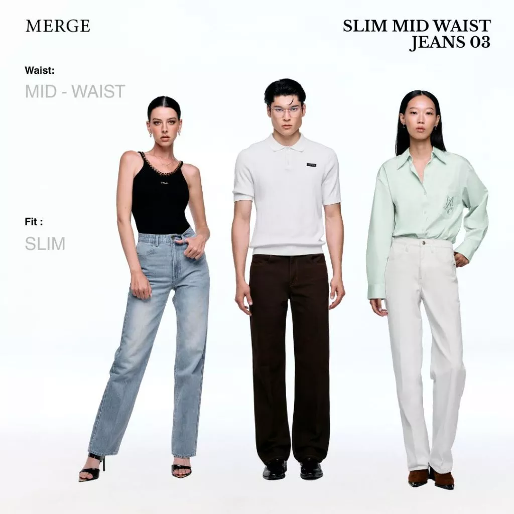 Merge Official - Slim Mid Waist Jeans 03 (พร้อมส่ง)