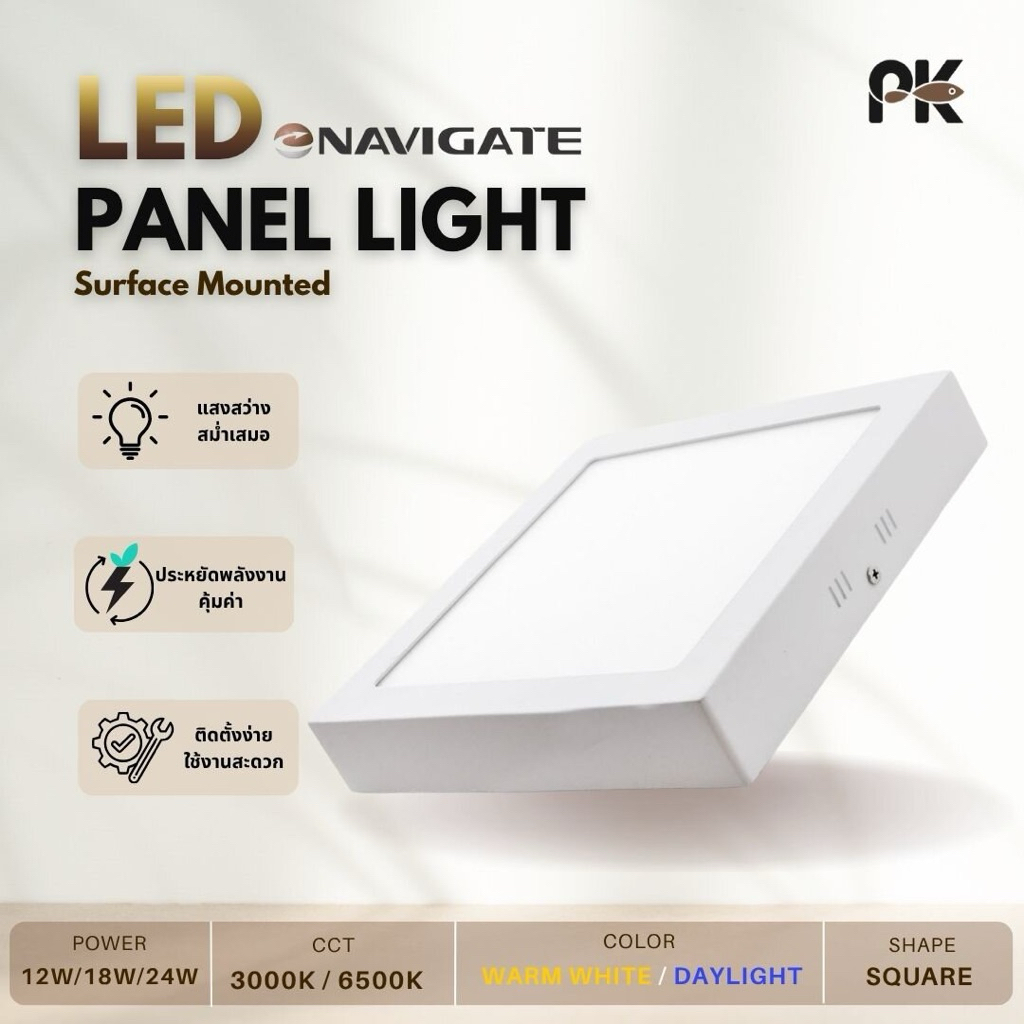 LED PANEL LIGHT 6W 9W 12W 18W 24W (โคมไฟพาแนลติดลอย ทรงเหลี่ยม-Surface Mounted)