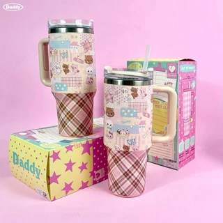 DADDY | Purrkats Tumbler แก้วเก็บความเย็น/ความร้อน แบบมีหูจับ พิมพ์ลายสุดน่ารัก