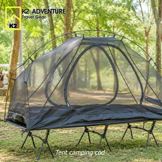 เต็นท์ COT สีดำ 1 คน และเตียงสนาม K2 ADVENTURE น้ำหนักเบา กันฝนกันลม ใส่ปี๊บข้างปี๊บหลังได้ ฯลฯ