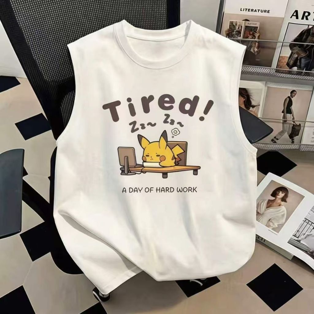 เสื้อยืดแขนกุด สไตล์สตรีทแฟชั่นฤดูร้อน ใส่ได้หลายโอกาส ลำลอง เหมาะกับนักเรียน ทรงหลวม