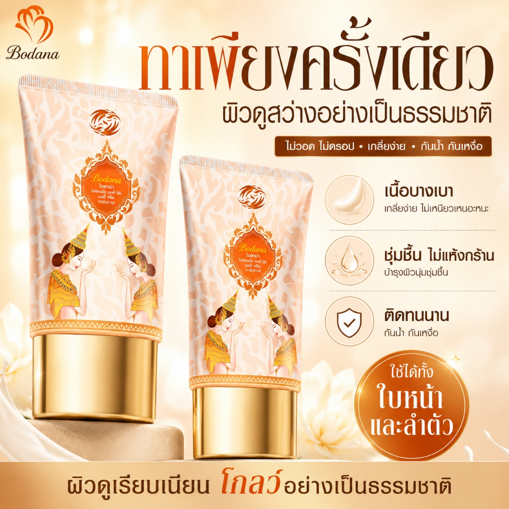 Bodana โลชั่นบำรุงผิวกาย ครีมทาผิว ไวท์เทนนิ่ง เติมความชุ่มชื้น ผิวนุ่ม เรียบเนียน ซึมไว