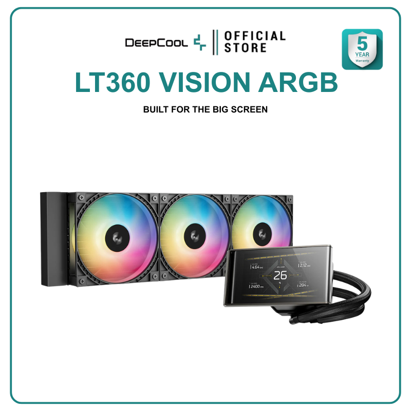 ชุดน้ำระบายความร้อน มีจอ LCD |  DEEPCOOL - CPU COOLER LT360 VISION ARGB BLACK รับประกันสินค้า 5 ปี ป