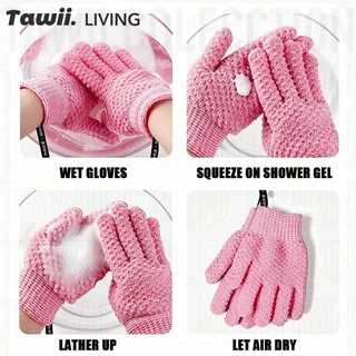 Tawii. ถุงมือขัดผิว ถุงมืออาบน้ํา ขัดผิว ขจัดเซลล์ผิวเก่า ใช้ขณะอาบน้ำ Shower Gloves