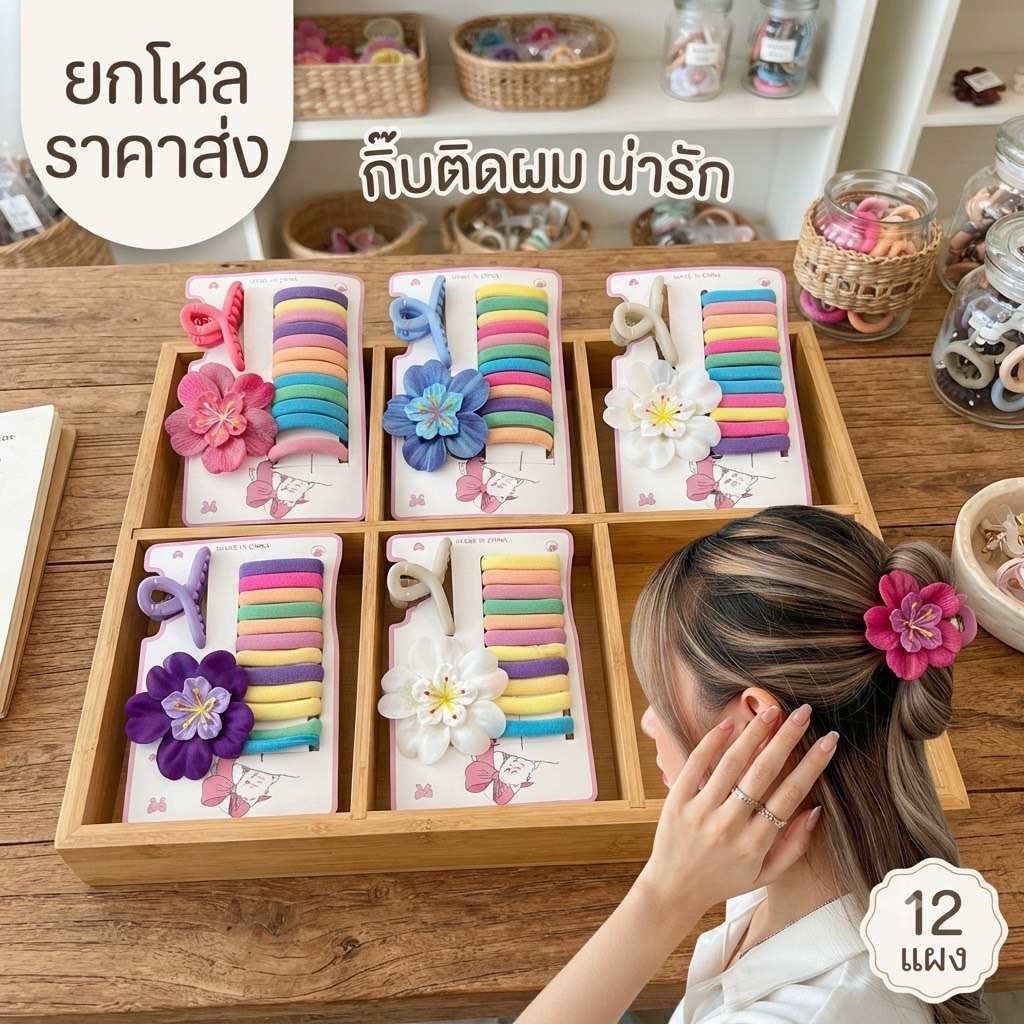 🌷ยกโหล🌷 กิ๊บติดผม 12 แผง มีราคาส่ง