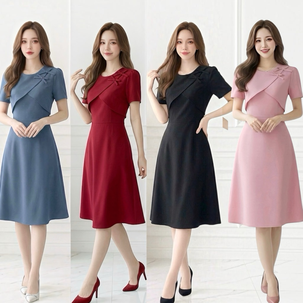 IRIS DRESS เดรสออกงาน ดีเทลเลเยอร์อกแต่งโบว์ข้าง