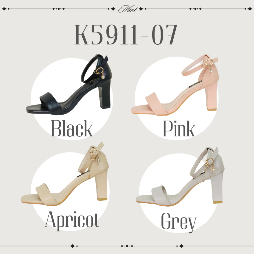 สินค้าพร้อมส่ง รหัสK5911-07 งานส้นพียู ย้อมแมทสี ส้นสูง3นิ้ว มีน้ำหนักเบา สวยและเรียบหรูคะ