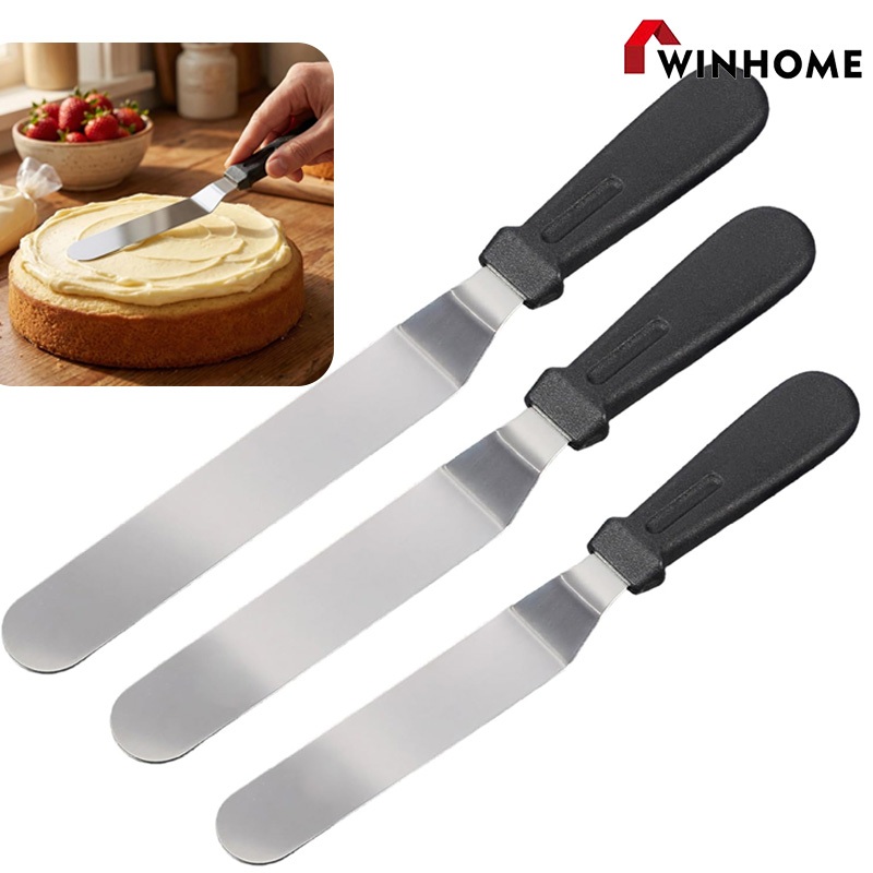 สปาตูล่าสแตนเลส แบบตรง / แบบงอ ขนาด 6 8 10 12 นิ้ว สปาตูล่าปาเค้ก Spatula ที่ปาดเค้ก
