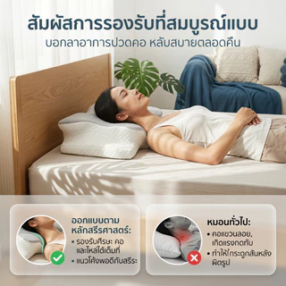 หมอนผีเสื้อ เมมโมรี่โฟมเพื่อสุขภาพ ดีไซน์สรีรศาสตร์ รองรับคอบ่า ลดปวดคอ นุ่มระบายอากาศ