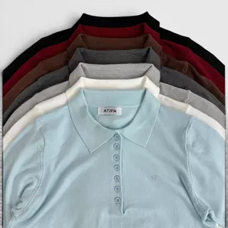 Atipashop - Regent Knit Polo เสื้อไหมพรม คอปกแขนยาว ดีเทลกระดุม ดีไซน์เรียบหรู ใส่ง่ายได้ทุกวัน