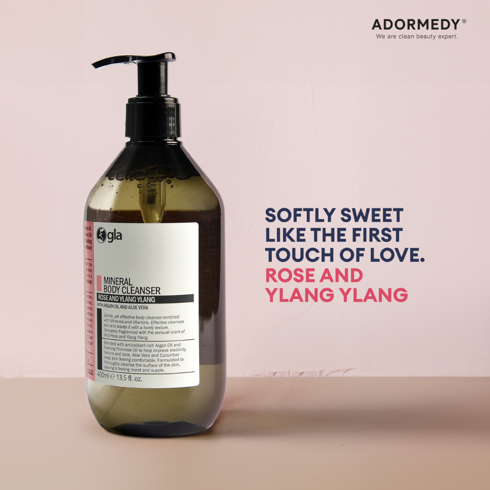 กล้า สบู่เหลวแร่ธาตุ กลิ่นกุหลาบและกระดังงา Gla Mineral Body Cleanser - Rose and Ylang Ylang