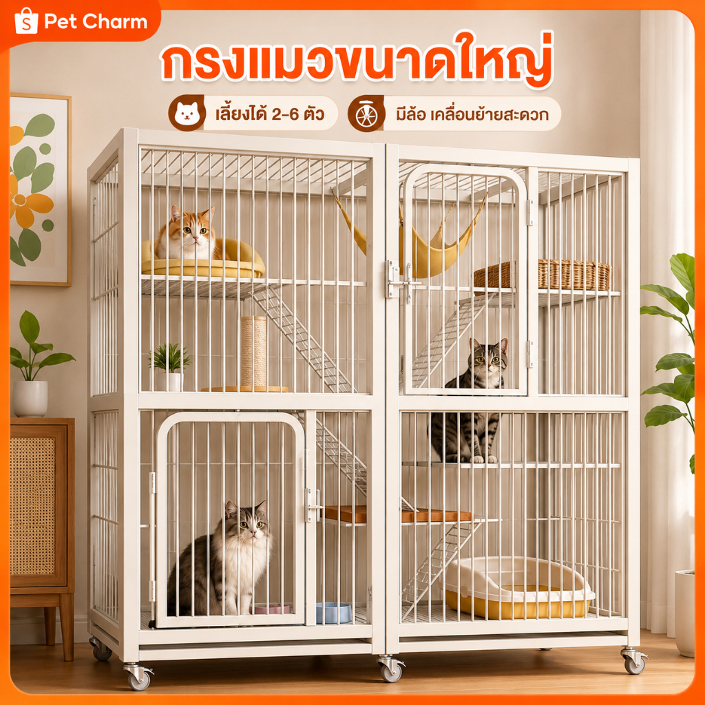 😺กรงขังแมว Cat Cage กรงแมวขนาดใหญ่ 2/3/4ชั้น กรงสัตว์เลี้ยง กรงแมวขนาดใหญ่ กรงกระต่าย พื้นที่ว่างขนาดใหญ่