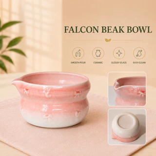 Matcha Set สีชมพู🎀 ชุดชงมัทฉะญี่ปุ่นพรีเมียม 5 ชิ้น ชามเซรามิคดีไซน์โบว์ สไตล์ญี่ปุ่นมินิมอล กล่องของขวัญ