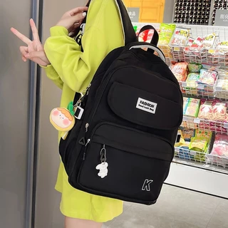 กระเป๋าเป้สะพายหลัง เกาหลีใต้ เรียบง่ายกระเป๋าเป้ สีทึบ กันน้ำ ความจุสูง เข้าคลาส