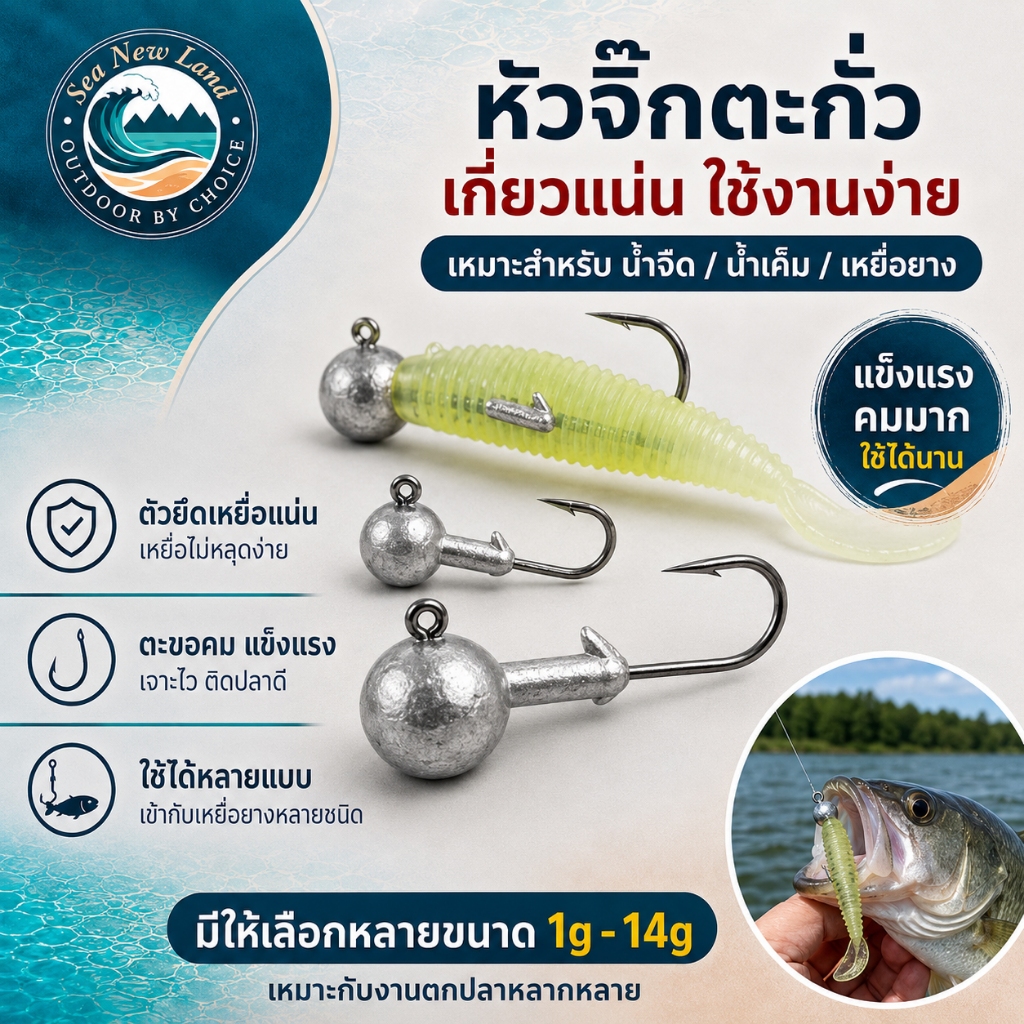 เบ็ดตกปลา ตะขอหัวจิ๊ก น้ำเค็มน้ำจื ขนาด1.8g/2.5g/3g/5g/7g/10g/14g/20g จำนวน 10/50ชิ้น ถุง