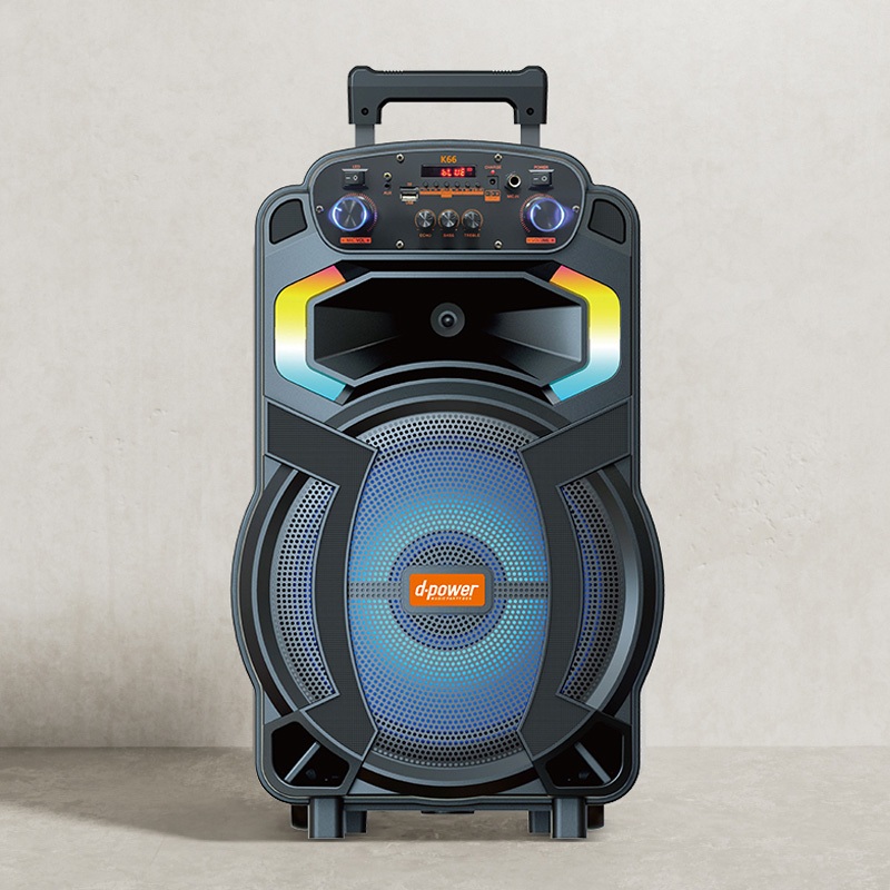 D-Power รุ่น K66 SPEAKER BLUETOOTH K66 WIRELESS MIC 12" (Black) DP