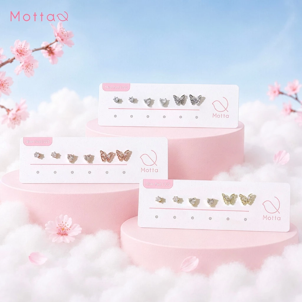 Motta Pick Me Set Online Exclusive Collection ต่างหูเซตชุบทองคำขาว ดีไซน์สวยแมตซ์ได้ทุกลุค