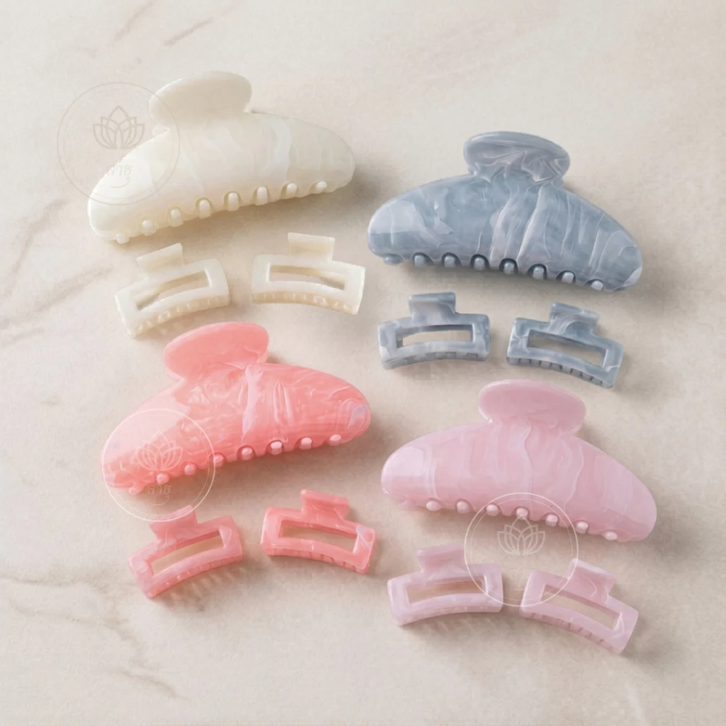 กิ๊บลายหินอ่อน set 3 ชิ้น กิ๊บหนีบผมลายหินอ่อน ที่หนีบผมลายหินอ่อน พร้อมส่งจากไทย