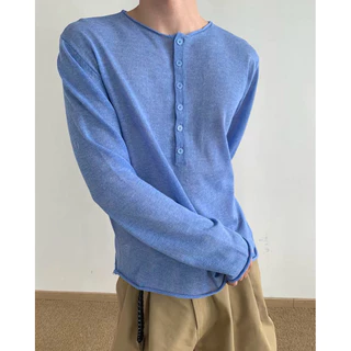 LAYNE KNIT HENLEY เสื้อไหมพรมถักบางแขนยาว A2