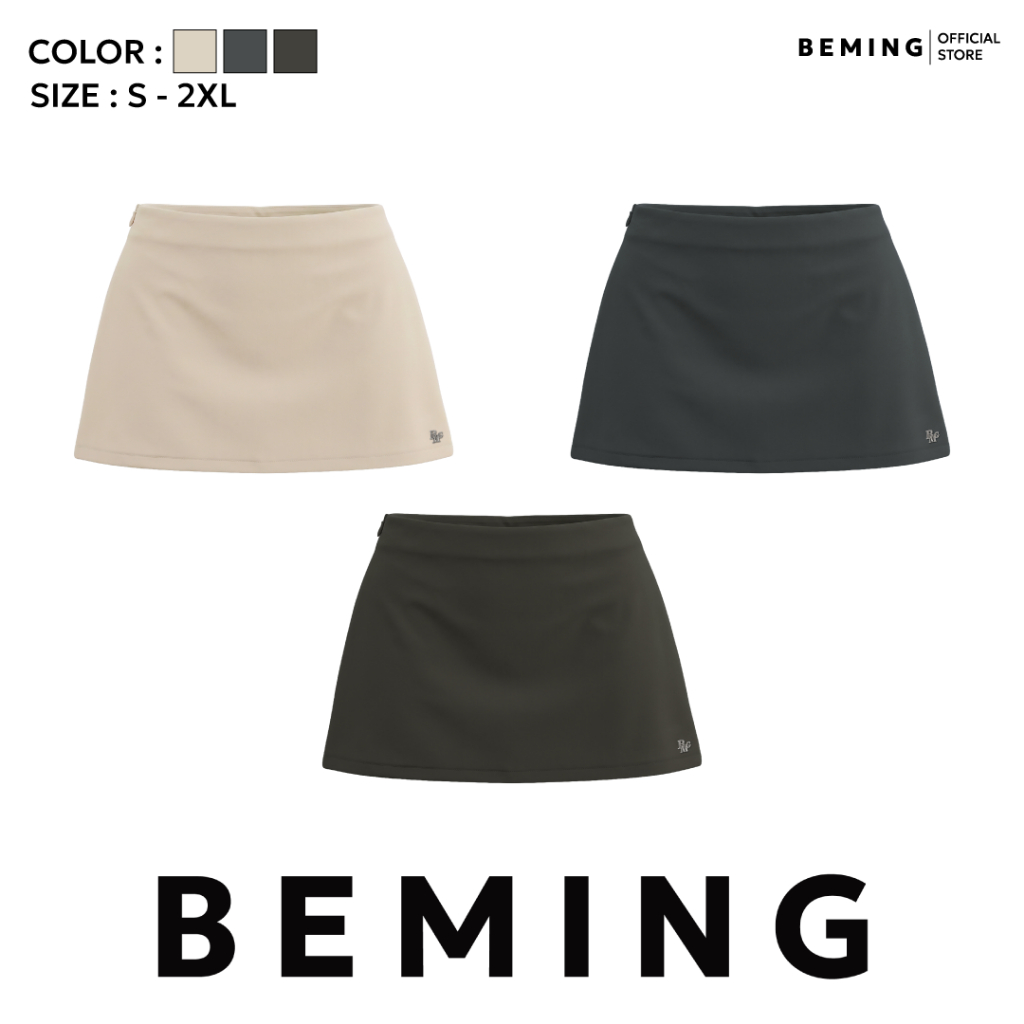 Bemingskirt100(S-2XL) - BEMING Mini Skirt - กระโปรงสั้นทรงเอดีไซน์เรียบแมตช์ได้ง่ายกับทุกลุค