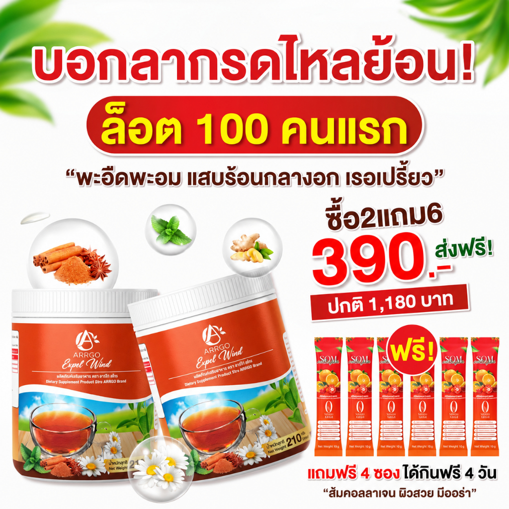 อาร์โก ชาสโทร🌻 ลดกรดไหลย้อน เร่อเปรี้ยว แน่นท้อง [ MMC99_บริษัท Official Storeของแท้100% ]