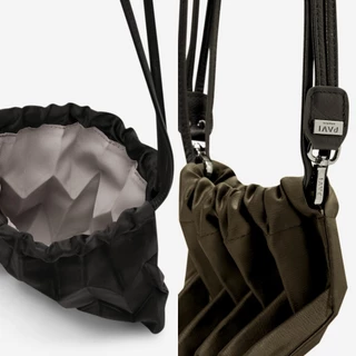 Pavi Studio - W Mini Pull กระเป๋าผ้าอัดพลีทลาย W สายหนังแท้ มี 4 สี