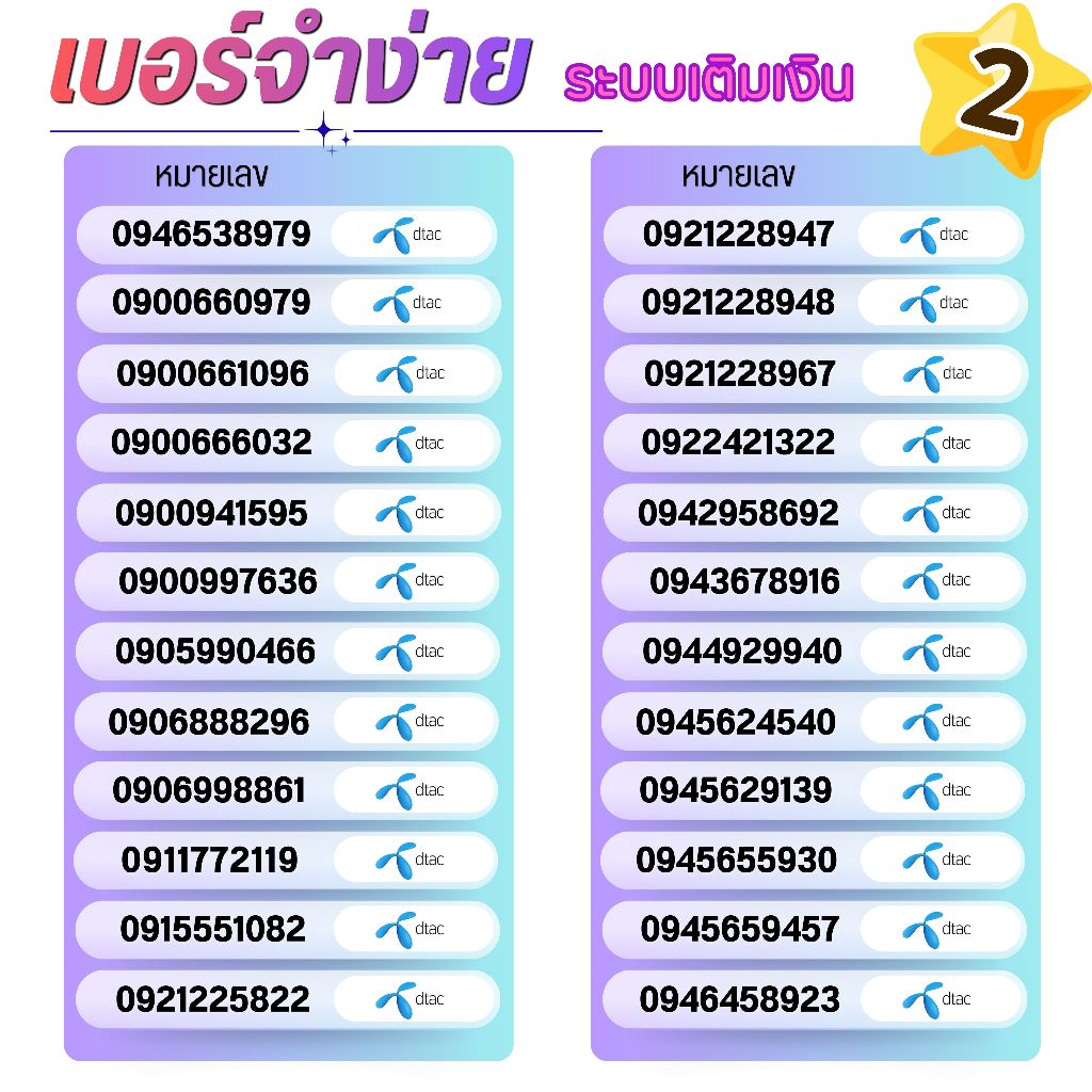 เบอร์จำง่าย ระบบเติมเงิน ยังไม่ลงทะเบียน เลือกเบอร์ในรูป  รวมเครือข่าย AIS DTAC TRUE (2)
