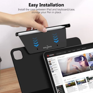 GOOJODOQ เคส พร้อมช่องเก็บปากกาสไตลัสแบบยึดด้วยแม่เหล็ก สำหรับติดตั้งระหว่าง iPad กับเคสคีย์บอร์ด