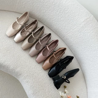 รองเท้าคัทชู แมรี่เจนปลายตัด Block Heels ส้นสูง1นิ้ว รองเท้าkaimooksissy KS25601