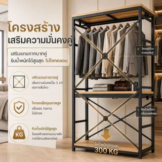 Sonder ราวแขวนผ้า หลายชั้น โครงเหล็ก รับน้หนัก300kg ประกอบง่าย มั่นคง ร้านค้า/บ้าน/คอนโด ดีไซน์เรียบหรู พื้นที่จุใจ