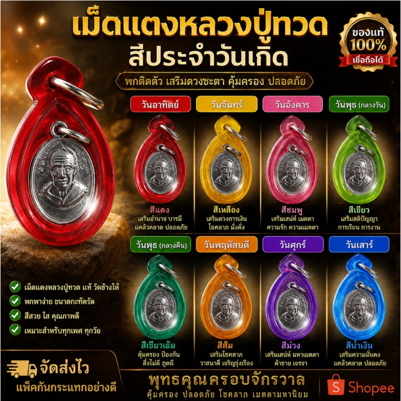หลวงปู่ทวดเม็ดแตงประจำวันเกิดแท้จากวัดช้างให้ปี69วาระ1