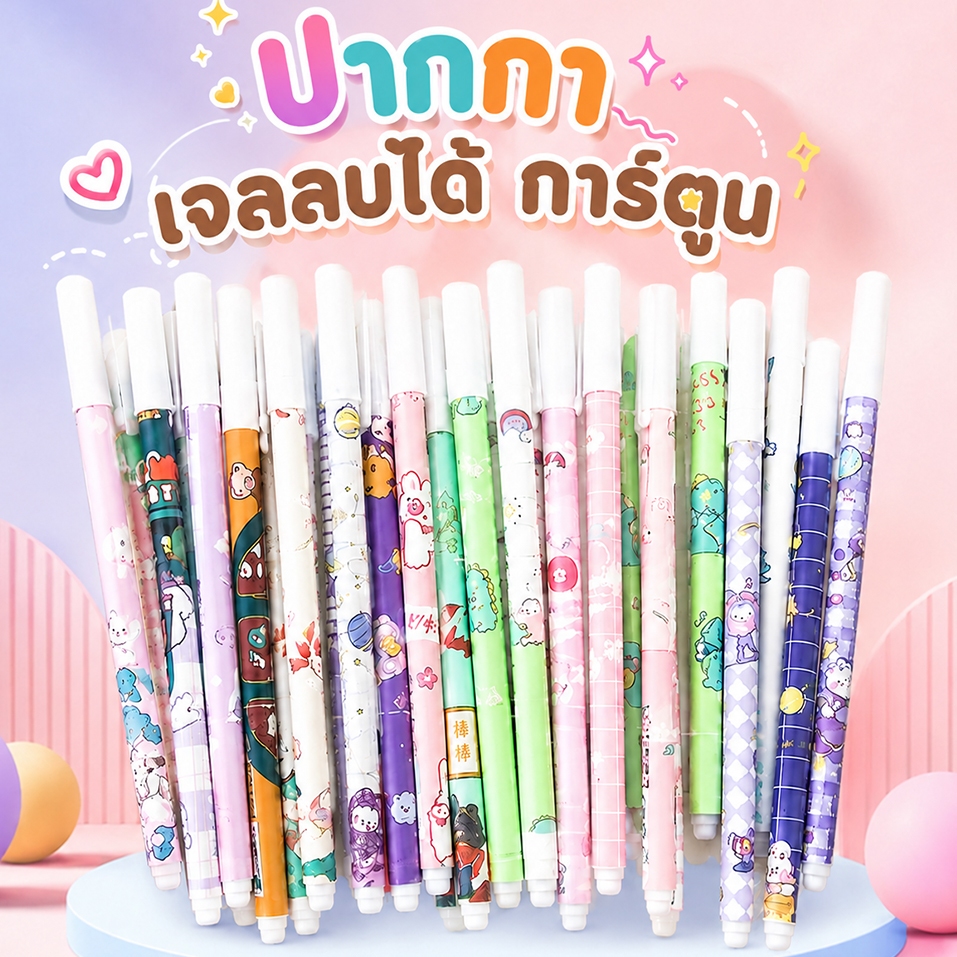 🔥 โอ้ว้าว ปากกาลบได้ เจลน้ำเงิน [✔️เลือกลาย]✔️พร้อมส่ง หลากสี ปากกาลบได้ เครื่องเขียน ปากกา