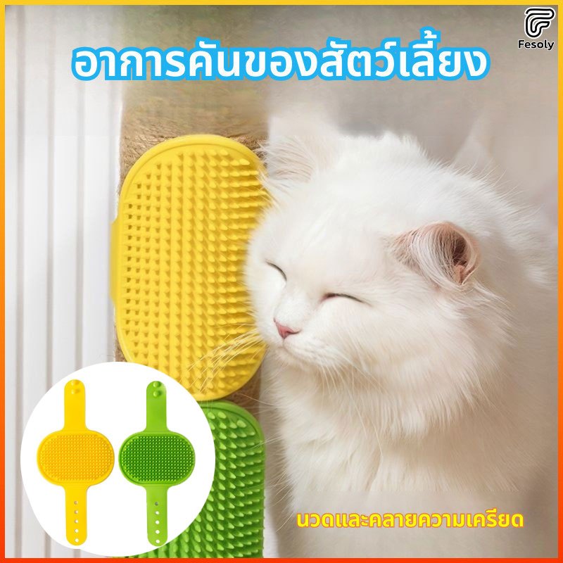 Fesoly อุปกรณ์เกาคันแมว ติดเสา ชุด2อัน ขนแมวติดแปรงได้สะอาด สัตว์เลี้ยงเกาตัวเองได้