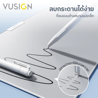Vusign ไวท์บอร์ดแม่เหล็กพกพา ไวท์บอร์ดไร้หมึก เบา หน้าจอใหญ่ ฟรีปากกา-ที่ลบ Magic Whiteboard