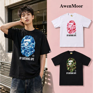 (จัดส่งตลอด 24 ชั่วโมง)AwenMoor เสื้อยืดลําลอง พิมพ์ลาย BAPEe Ape Head สไตล์คลาสสิก แฟชั่นสําหรับผู้ชาย และผู้หญิง