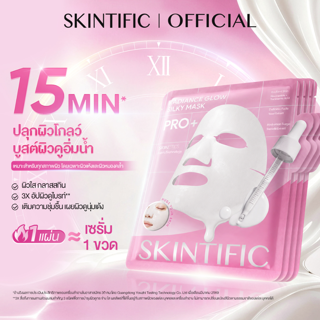 [NEW] SKINTIFIC Radiance Glow Silky Mask 15นาทีรวดเร็ว มาส์ก