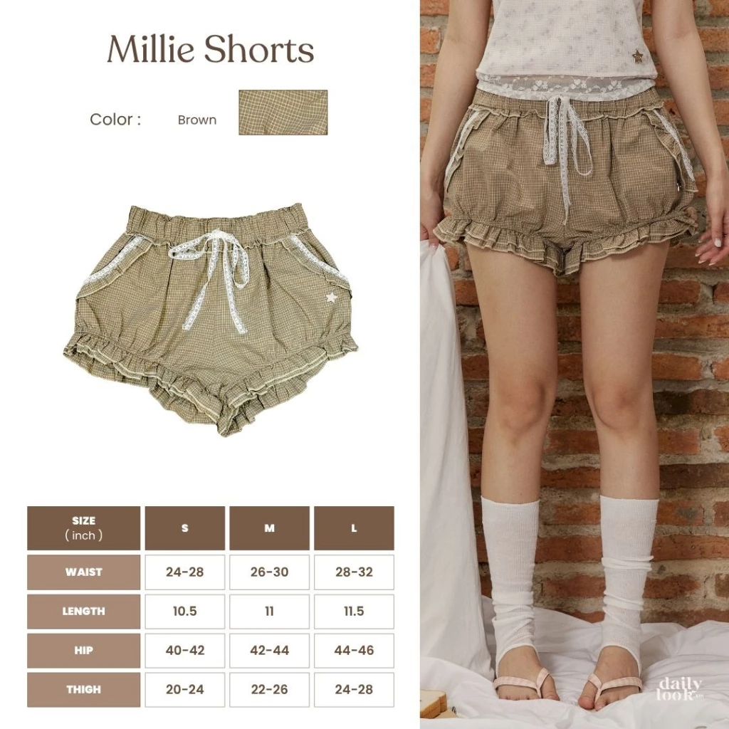 DAILYLOOK.SM --- Millie shorts กางเกงขาสั้นผ้าลายสก็อต เอวยางยืด กระเป๋าด้านข้างใช้งานได้จริง