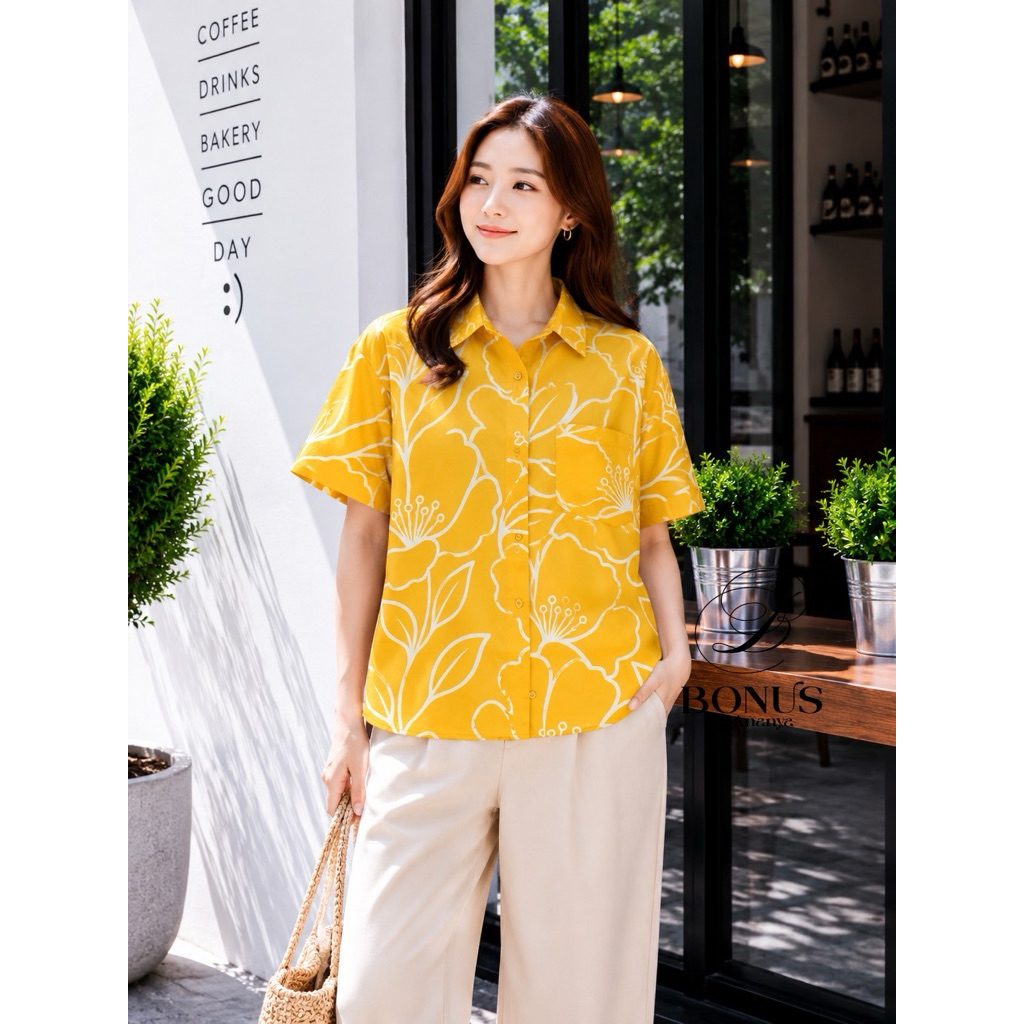 🏷ป้ายBonus by Ananya  ‼️เสื้อคอปกเชิ้ตแขนสั้นผ้าคอตตอนญี่ปุ่น 🇯🇵100%