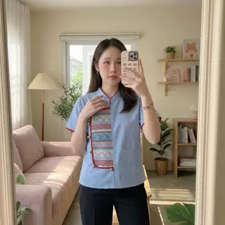 เสื้อผ้าฝ้ายผู้หญิง สีฟ้า (20แบบ) รุ่นรวมเสื้อฟ้า ผ้าฝ้ายผ้าพื้นเมือง