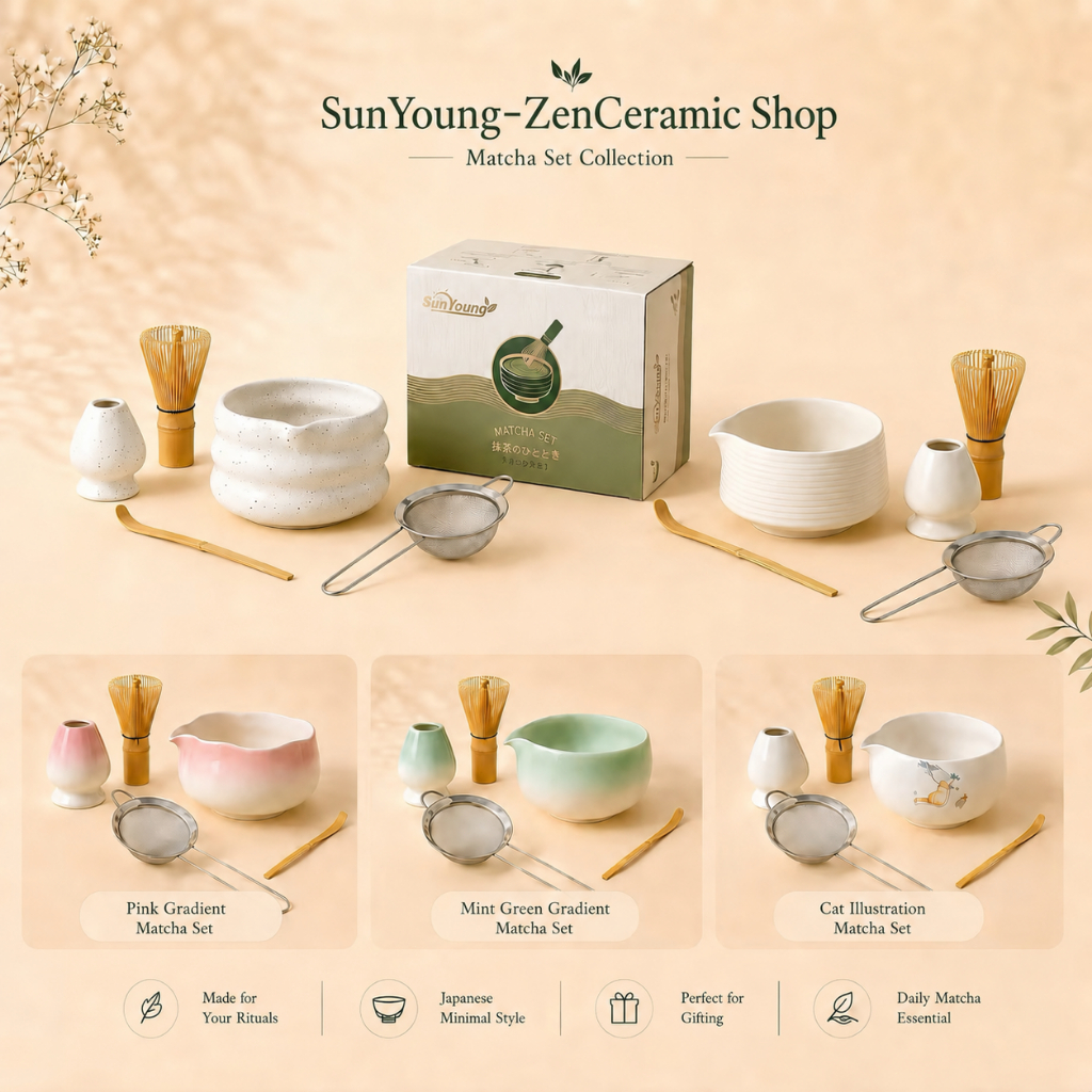 Japan Matcha Chawan Set Bowl ถ้วยชงมัทฉะ ชุดชงมัทฉะ
