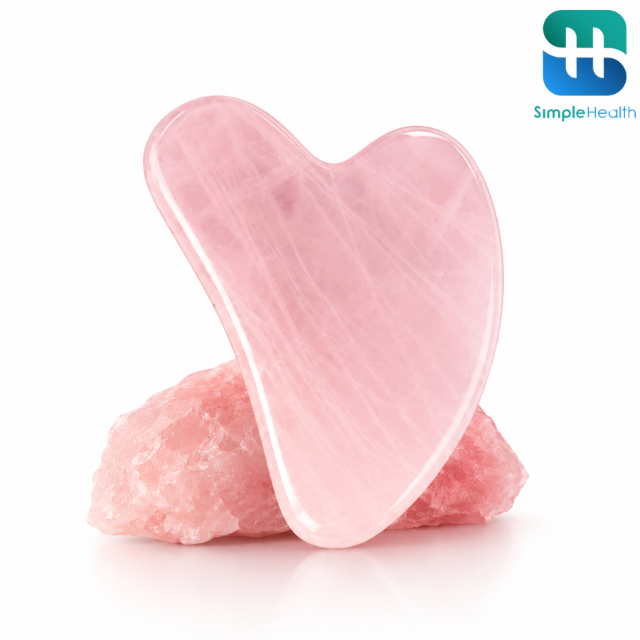 Simple Health หินกัวซา Gua Sha กัวซาหยกสีชมพู นวดผ่อนคลายใบหน้า ลดความบวม ผิวดูสดใสขึ้น